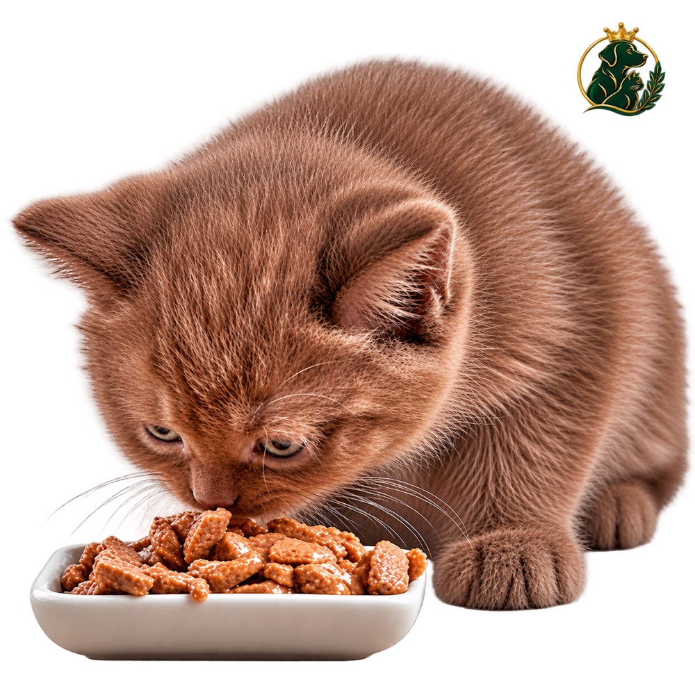 Kitten eating from a bowl, illustrating cat nutrition and feeding.